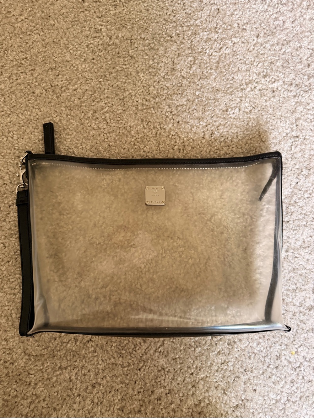 MCM Clear PVC Toiletry Pouch with Black Trim